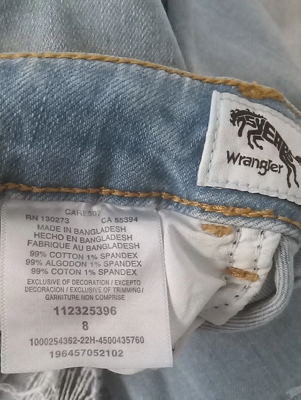 Wrangler Light Blue High-Rise Distressed Straight Leg Jeans
